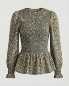Bluse Damen Peplum Gesmokt