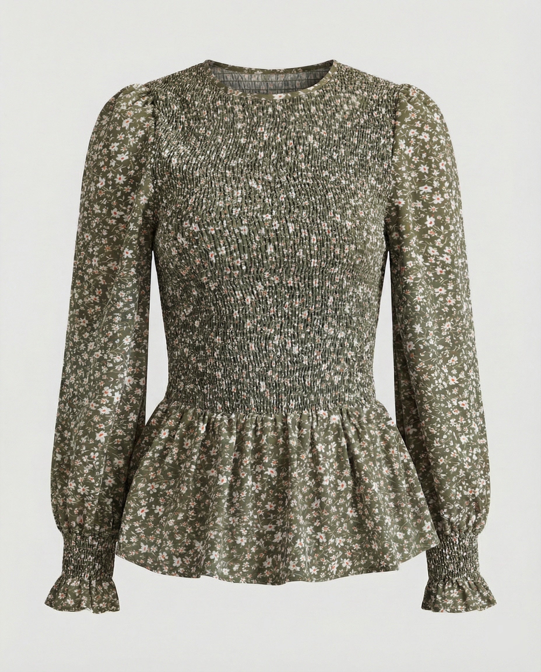 Bluse Damen Peplum Gesmokt