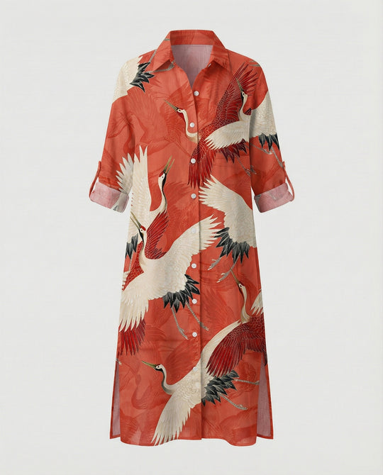 Damen Kaftan Kleid lang Seidenoptik