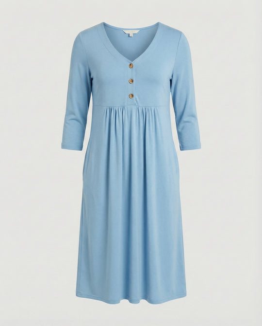 Damen Midikleid Empire V-Ausschnitt