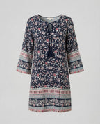 Kurzes Tunika Kleid Damen Floral