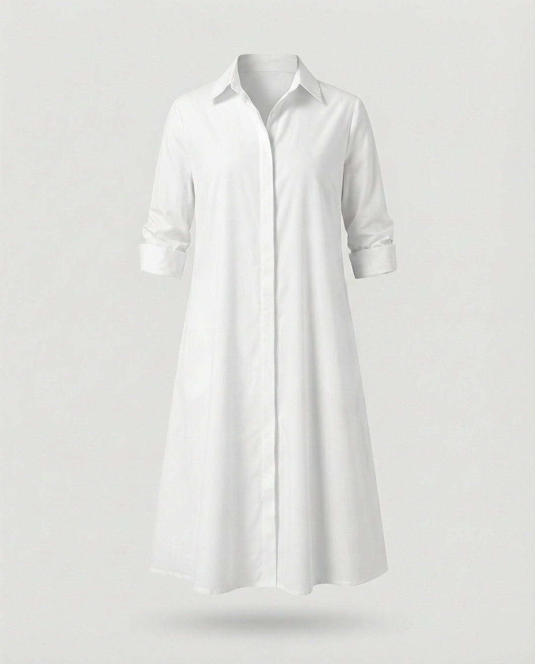 Damen Hemdblusenkleid Baumwolle Freizeit