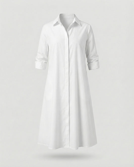 Damen Hemdblusenkleid Baumwolle Freizeit