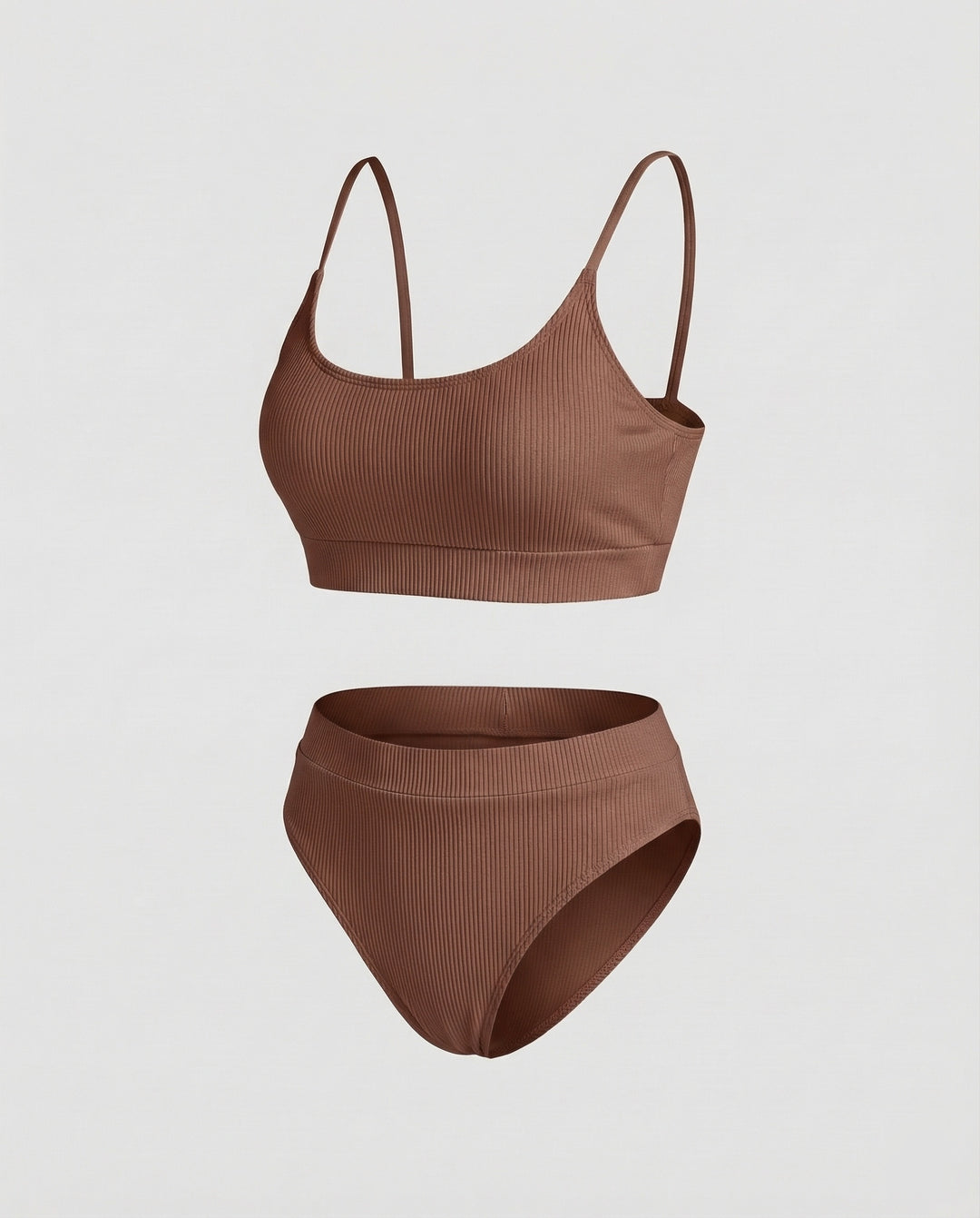 Damen Ripp-Bikini-Set Spaghettiträger-Bustier