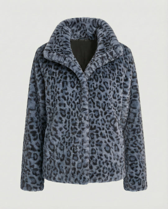 R&B | Mantel - Kunstpelz - Oversized Fit - Reverskragen - Leopardenprint