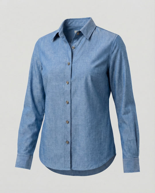 Zweifarbige Hemdbluse Jeansoptik Damen