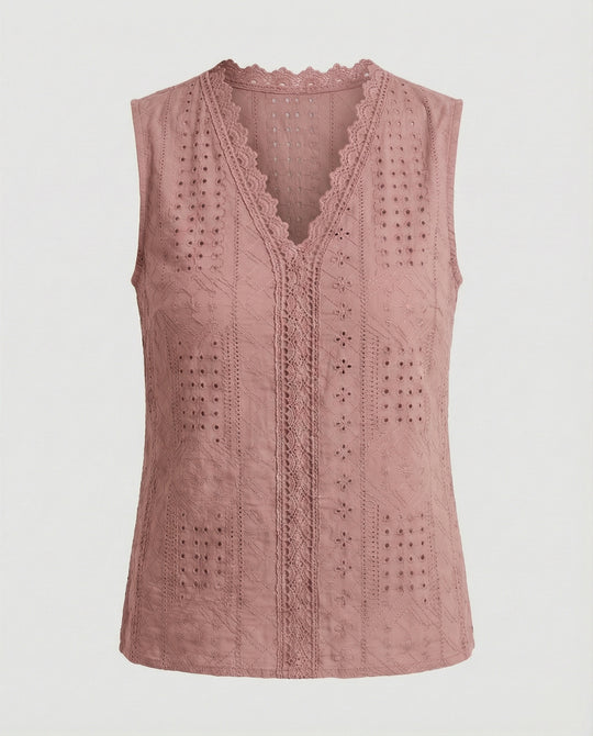 Damen Baumwolltop mit Lochstickerei R&B