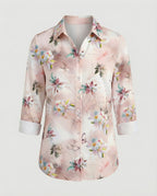 Hemdbluse Seidenoptik Damen Floral