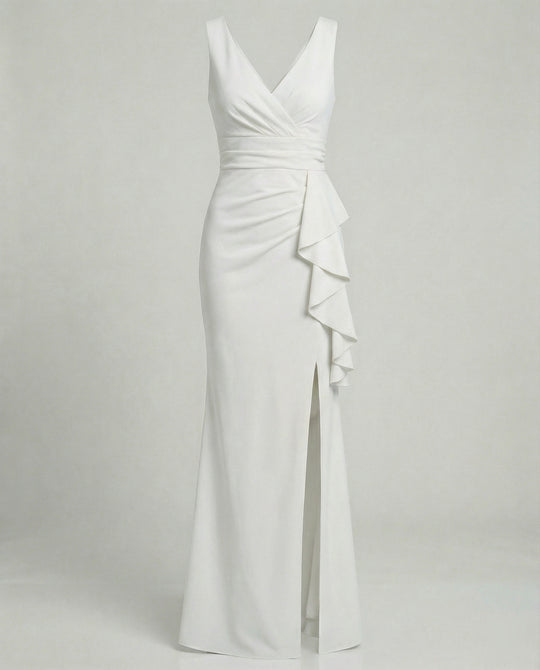 Figurbetontes Abendkleid mit V-Ausschnitt