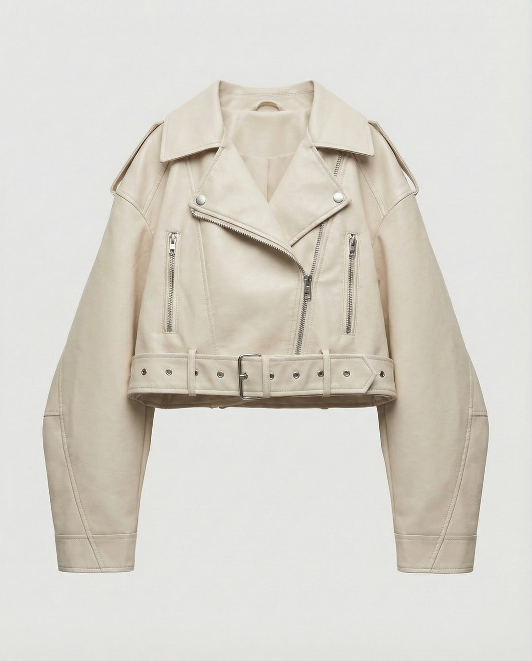 Damen Kunstleder Bikerjacke tailliert geschnitten