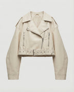 Damen Kunstleder Bikerjacke tailliert geschnitten