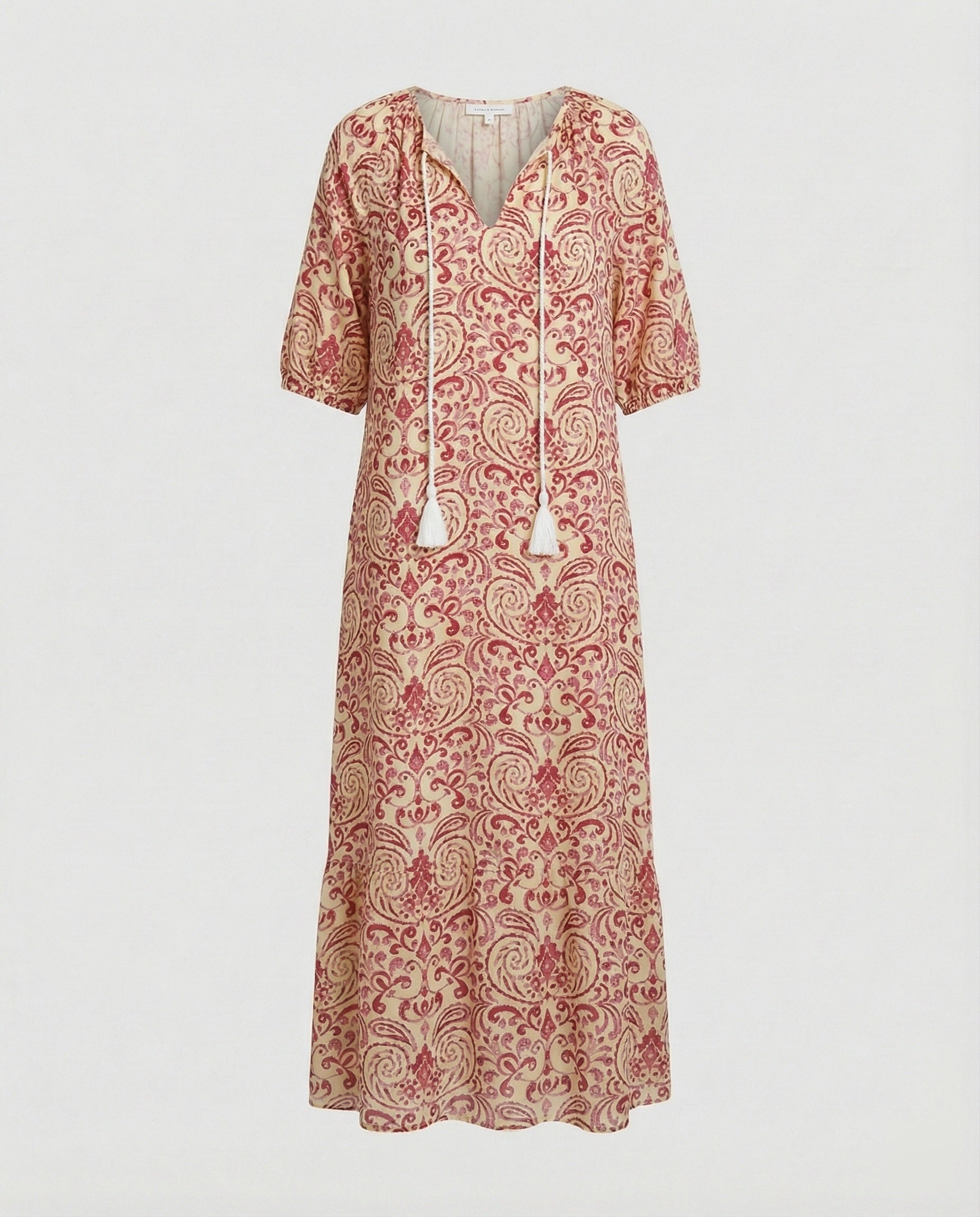 Boho Maxikleid Damen Kordelzug