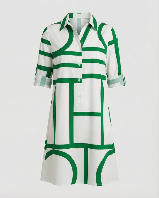Damen Hemdblusenkleid Baumwolle Freizeit