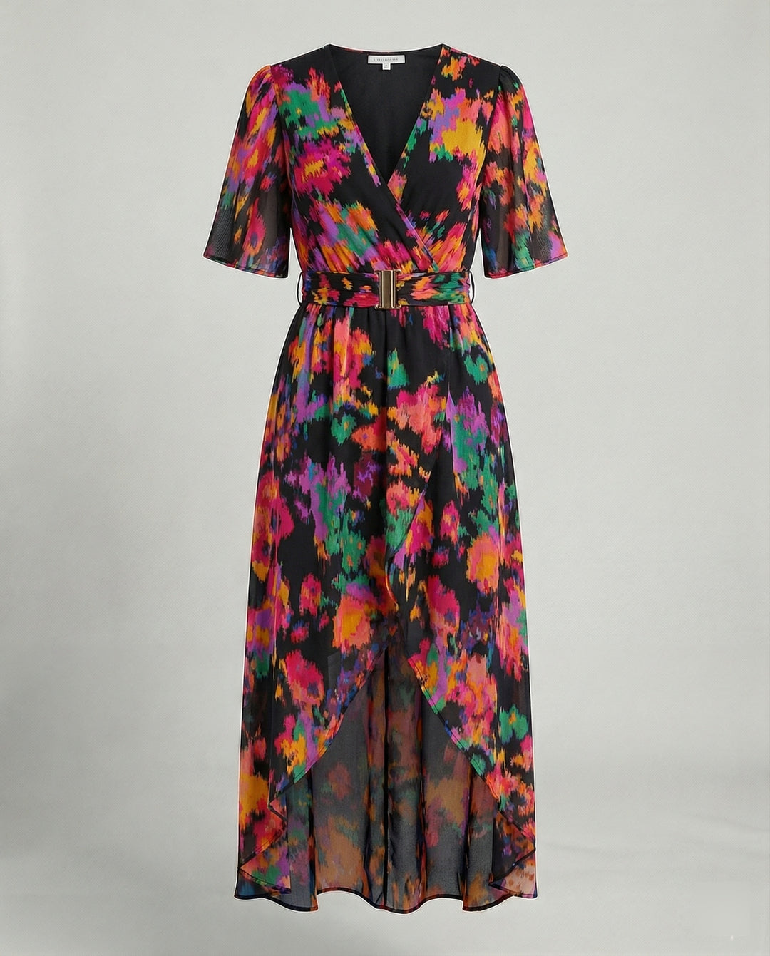 Damen Maxikleid mit Gürtel asymmetrisch