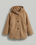 R&B | Teddy Mantel - Oversized Fit - Mit Kapuze - Knopfverschluss - Mittellang