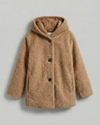 R&B | Teddy Mantel - Oversized Fit - Mit Kapuze - Knopfverschluss - Mittellang