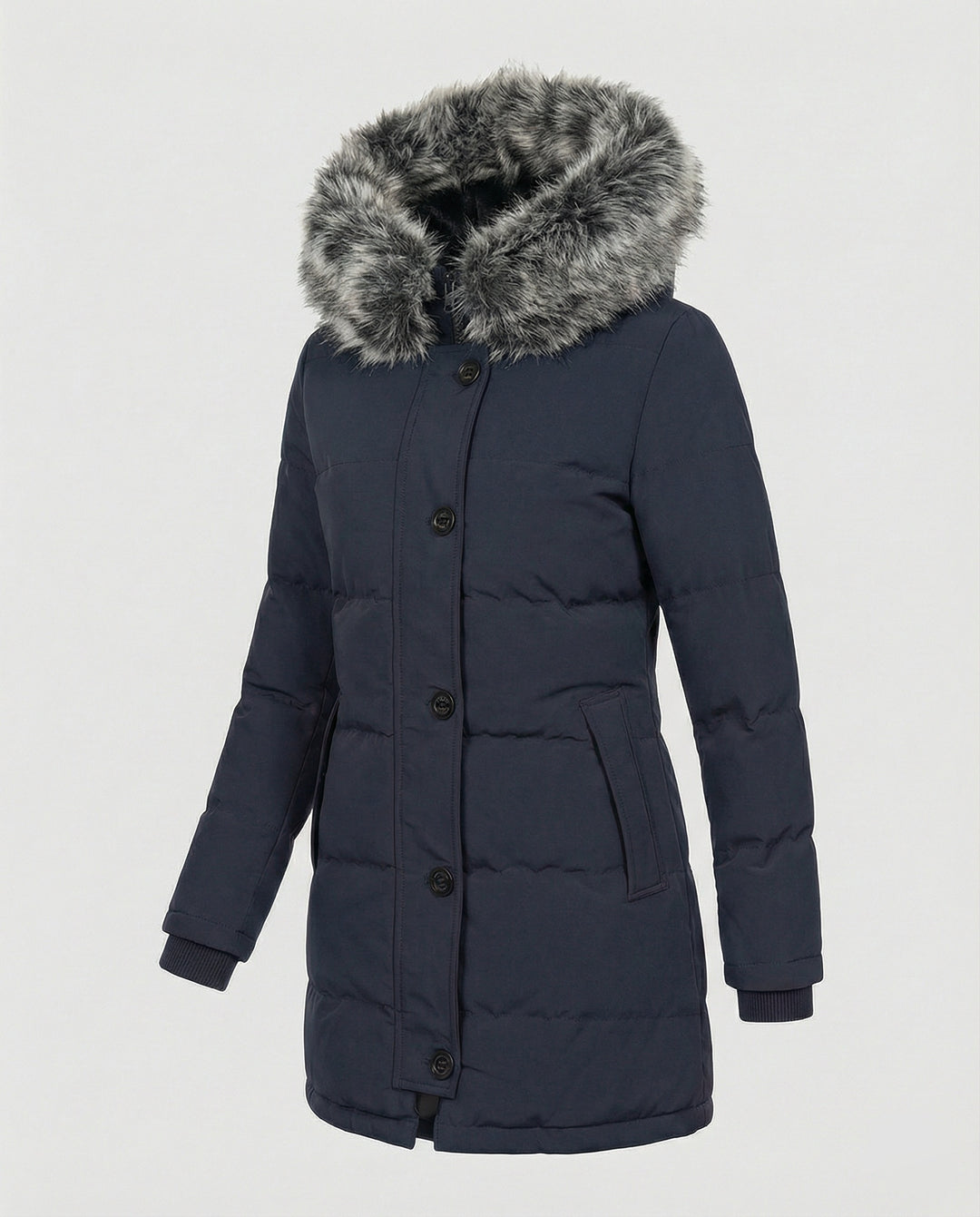 R&B | Slim-Fit Winterparka mit Kunstfellkapuze