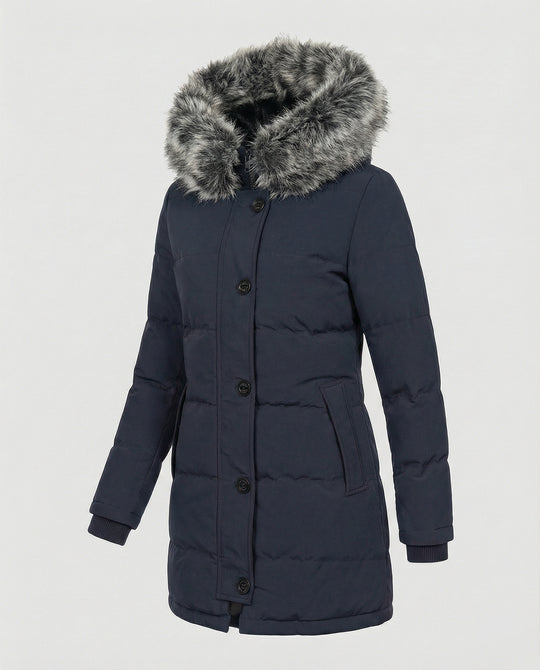R&B | Slim-Fit Winterparka mit Kunstfellkapuze