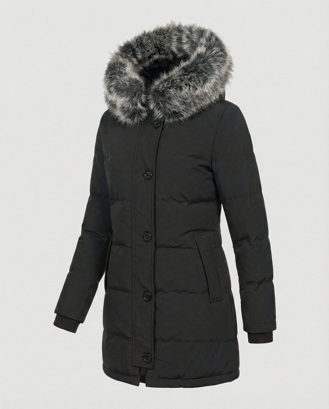 R&B | Slim-Fit Winterparka mit Kunstfellkapuze