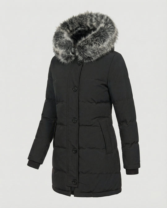 R&B | Slim-Fit Winterparka mit Kunstfellkapuze