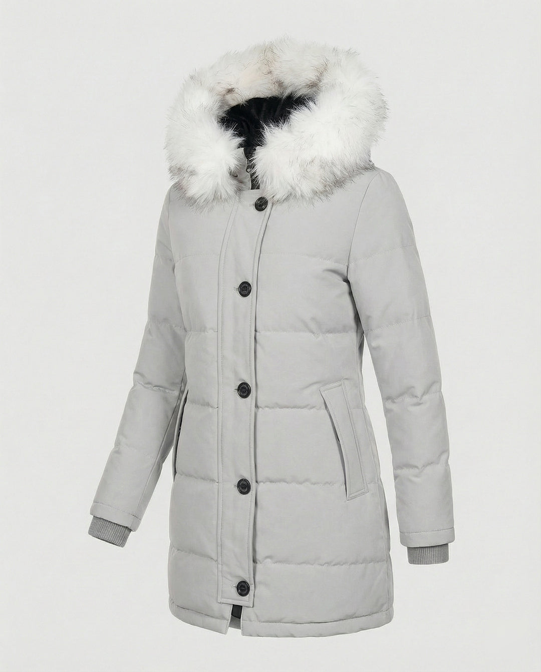 R&B | Slim-Fit Winterparka mit Kunstfellkapuze