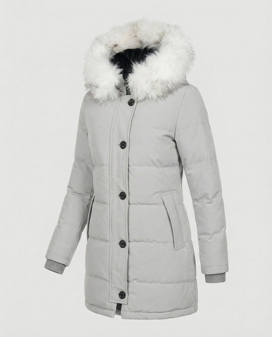 R&B | Slim-Fit Winterparka mit Kunstfellkapuze