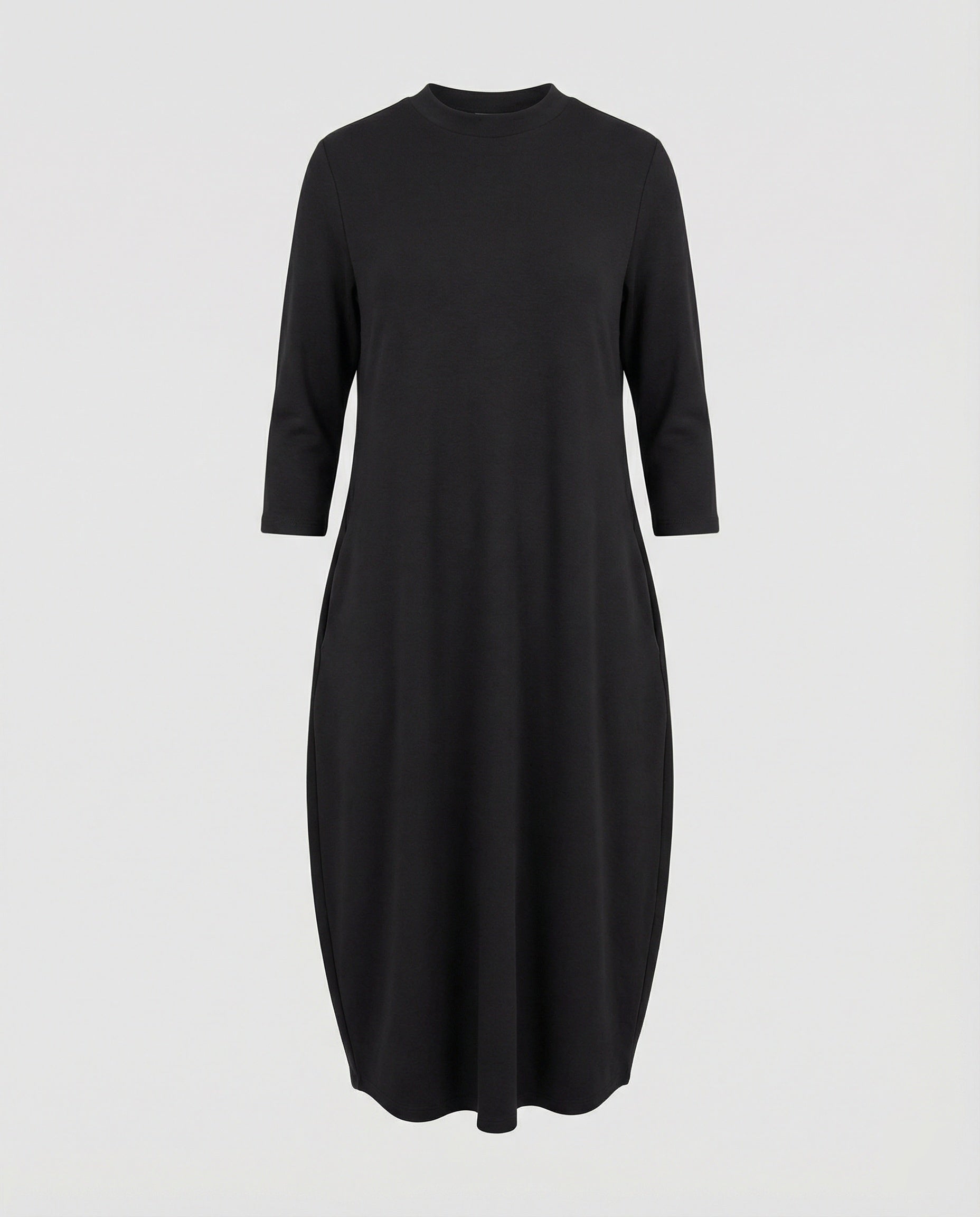 R&B | Einfarbiges Kleid mit Rundhalsausschnitt und Tasche