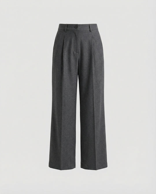 Damen Weite Anzughose High Waist mit eleganten Falten