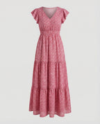 Damen Maxikleid Sommer Smokbund