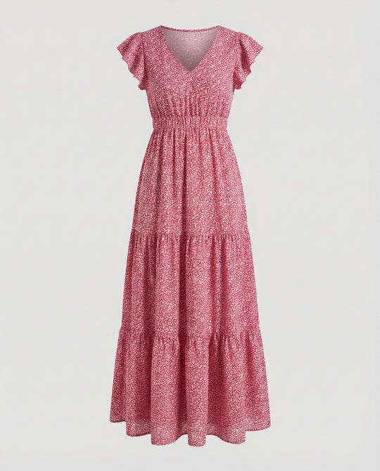 Damen Maxikleid Sommer Smokbund