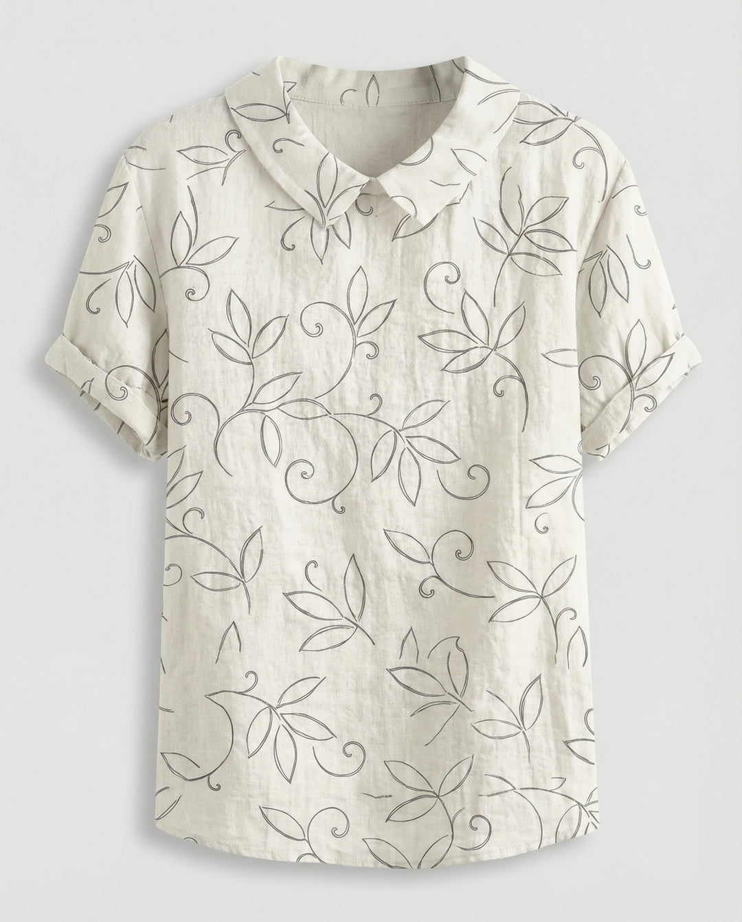 Damen Bluse Leinen Peter Pan Kragen