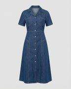 Damen Jeanskleid Midi mit Knopfleiste