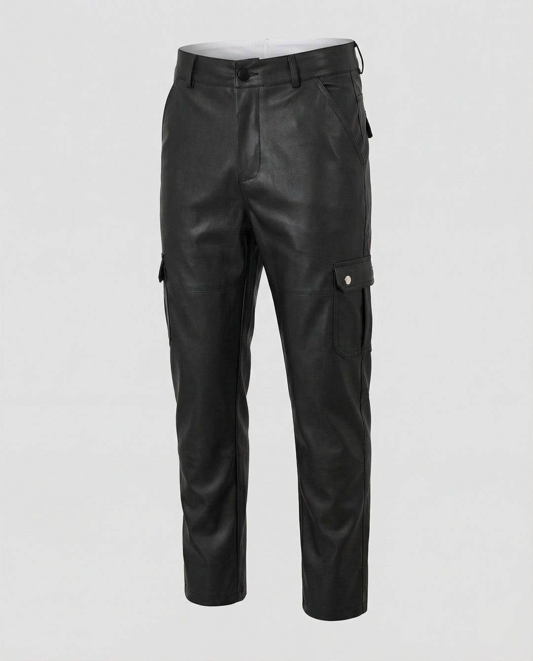 Herren Kunstleder Cargo-Hose mit Seitentaschen