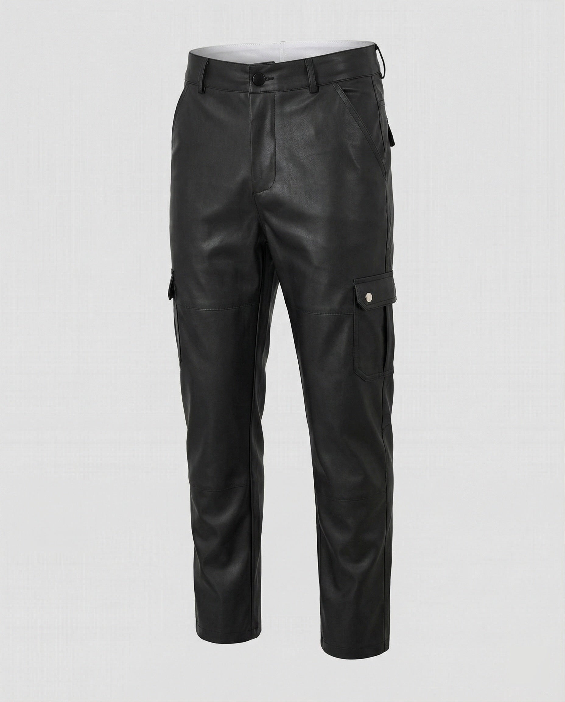 Herren Kunstleder Cargo-Hose mit Seitentaschen