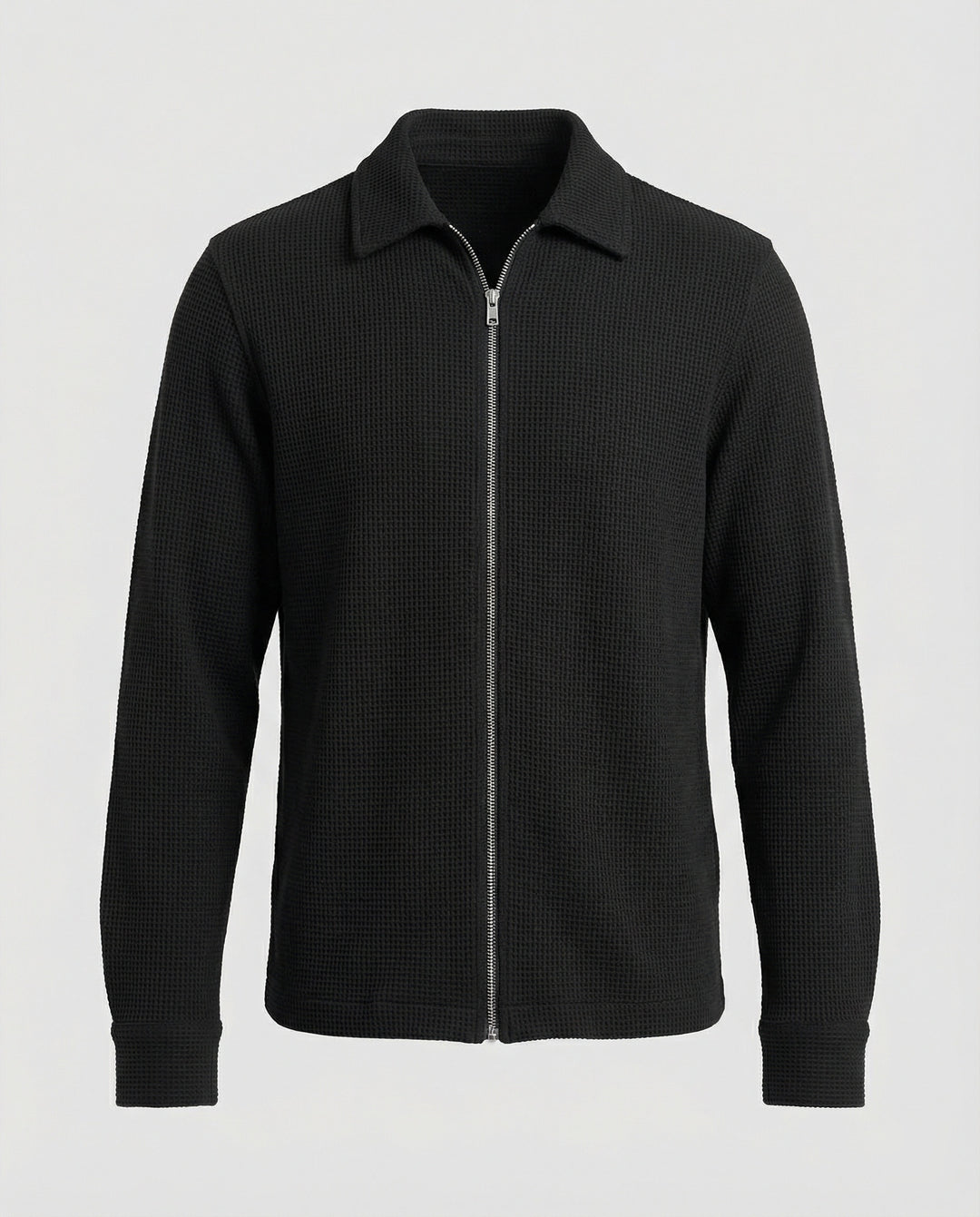 Herren Eleganter Langarmshirt mit strukturierter Oberflächenbeschaffenheit und hochwertigem Reißverschluss R&B