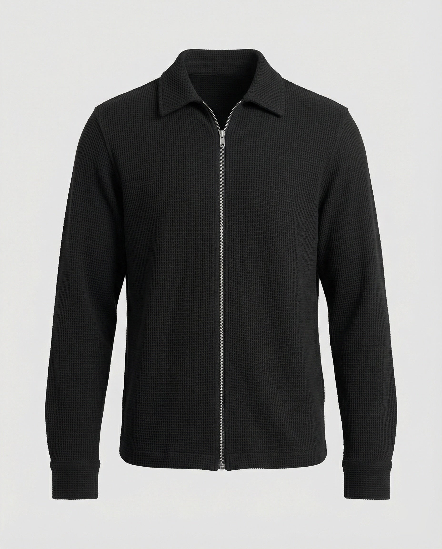 Herren Eleganter Langarmshirt mit strukturierter Oberflächenbeschaffenheit und hochwertigem Reißverschluss R&B