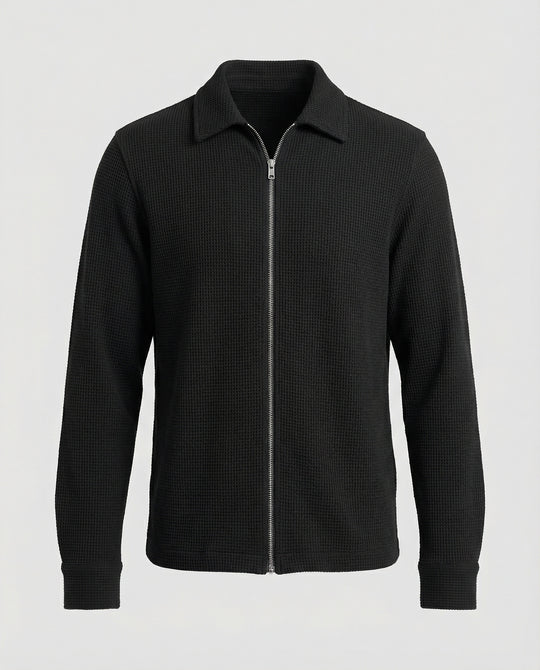 Herren Eleganter Langarmshirt mit strukturierter Oberflächenbeschaffenheit und hochwertigem Reißverschluss R&B