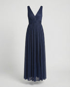 Abendkleid lang fließend mit V-Ausschnitt