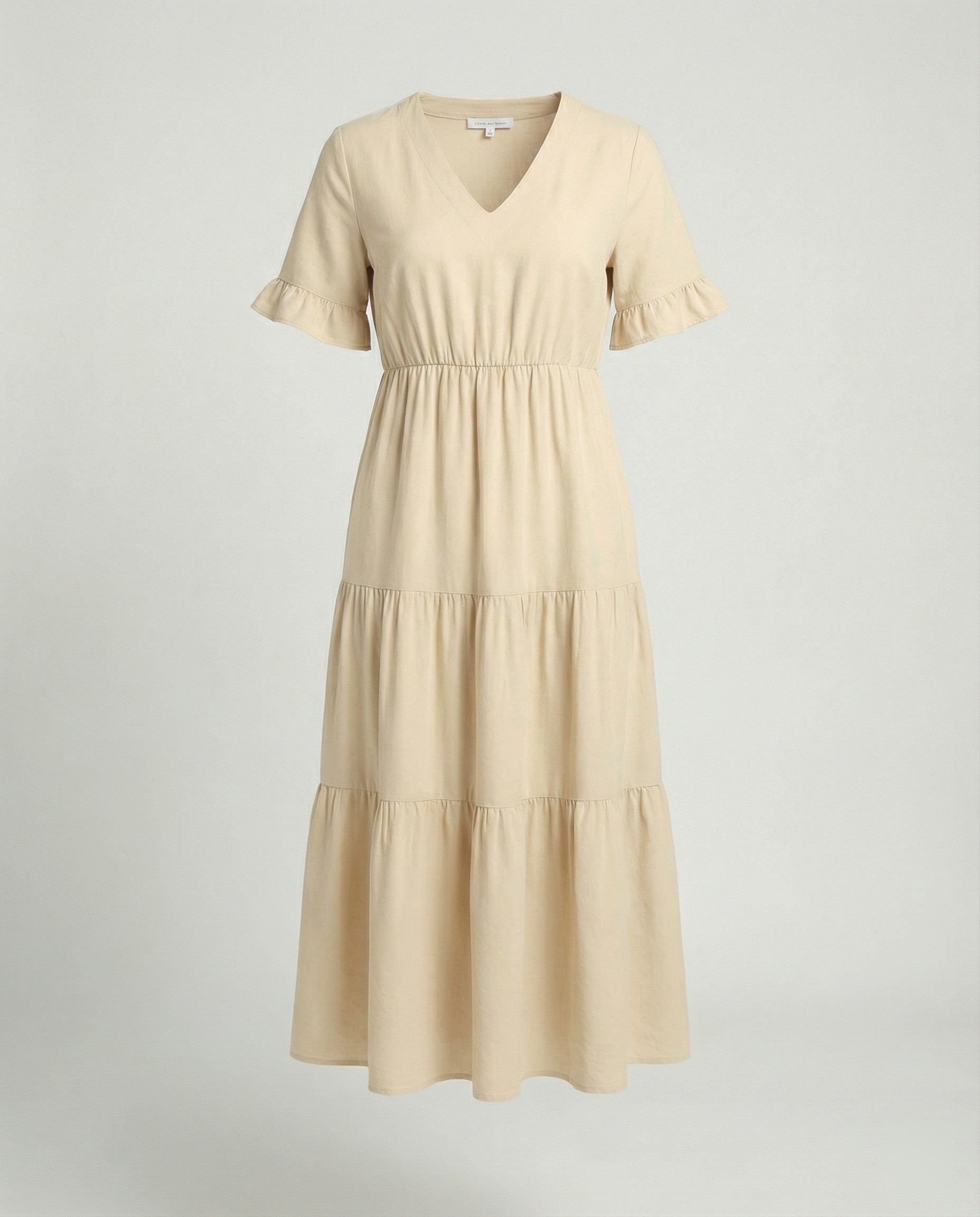 Damen Midikleid Stufen mit Volant