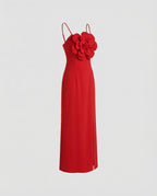 Damen Abendkleid Midi mit Blüten