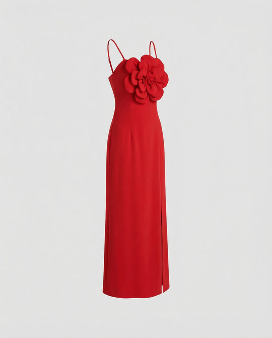 Damen Abendkleid Midi mit Blüten