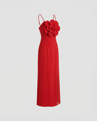 Damen Abendkleid Midi mit Blüten