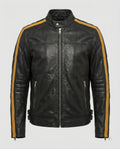 Herren Motorradlederjacke Stehkragen