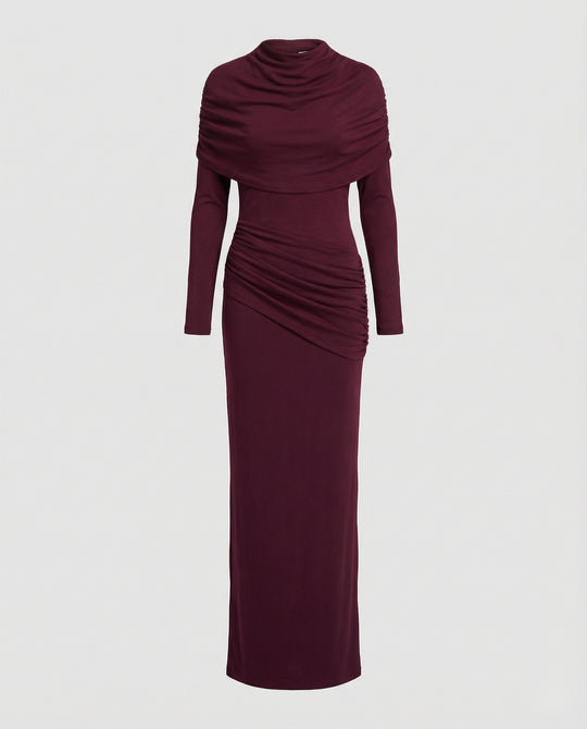 Damen Maxikleid mit Drapierung