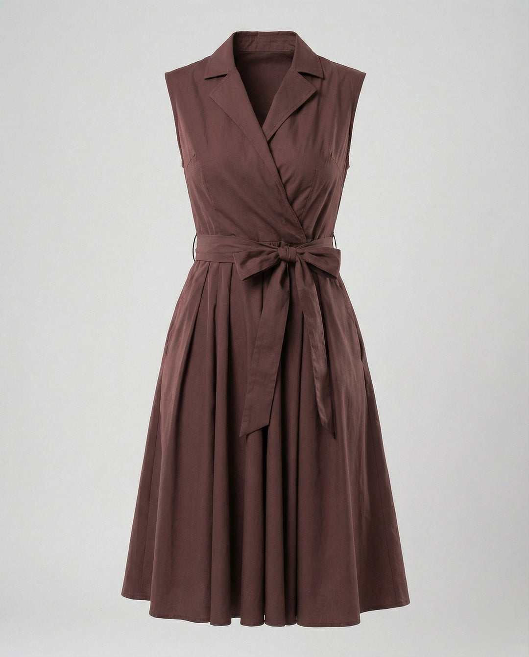Damen Wickelkleid mit Kragen knielang