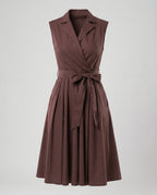 Damen Wickelkleid mit Kragen knielang