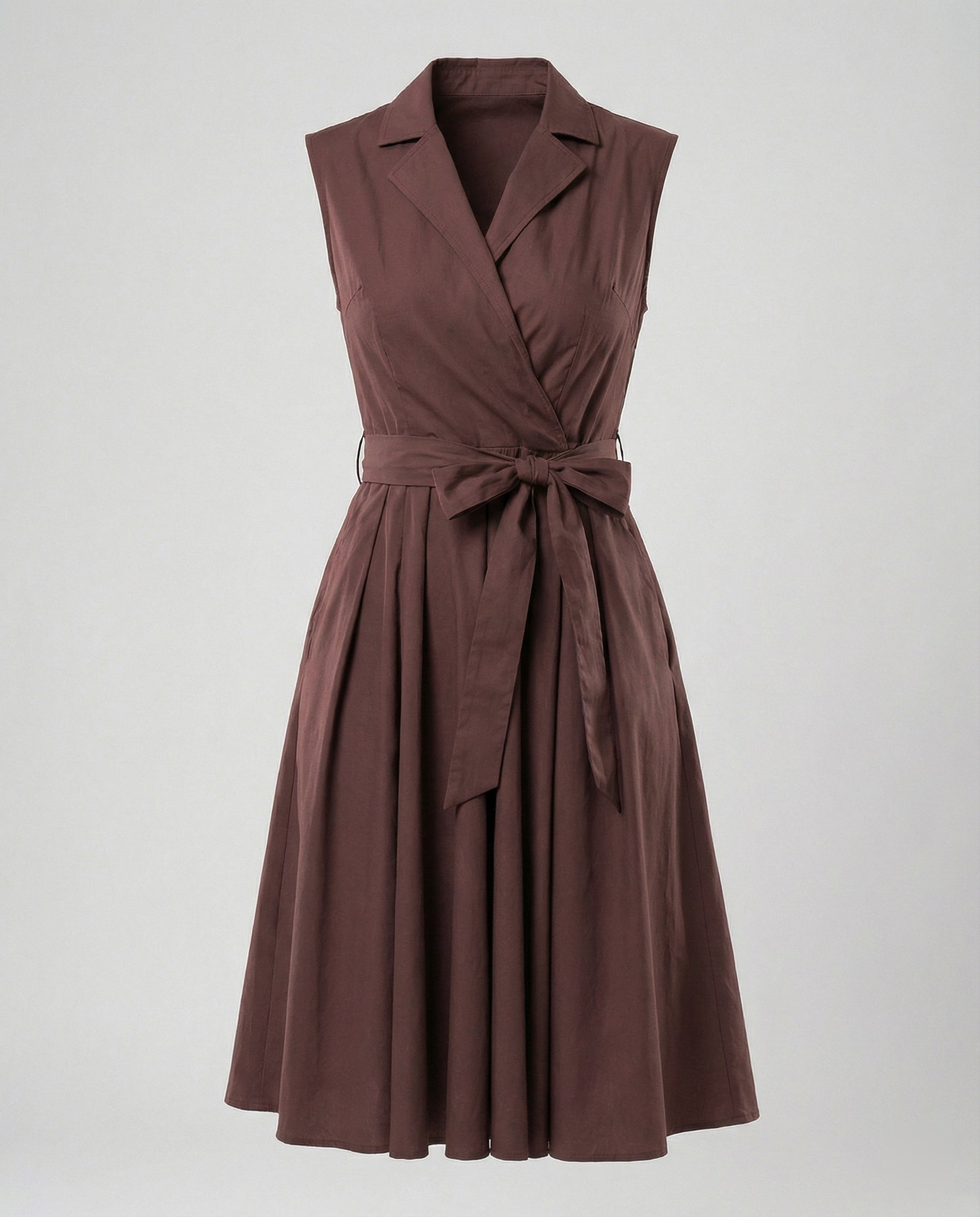 Damen Wickelkleid mit Kragen knielang