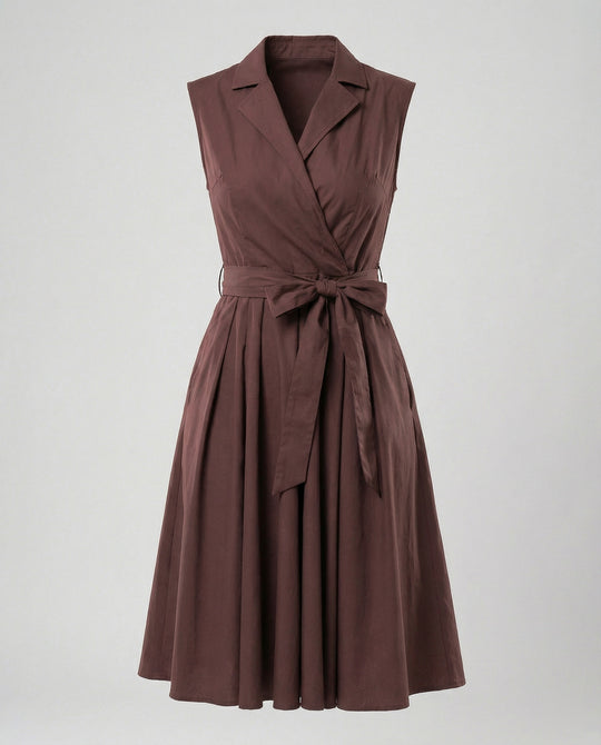 Damen Wickelkleid mit Kragen knielang