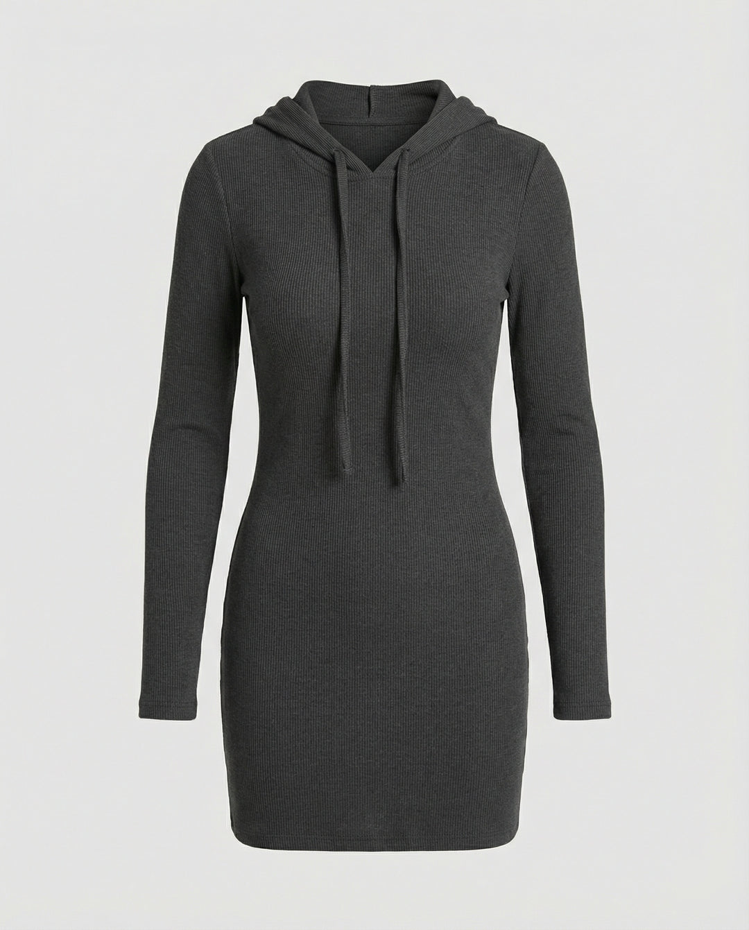 Damen Kapuzenkleid aus geripptem Material
