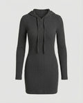 Damen Kapuzenkleid aus geripptem Material
